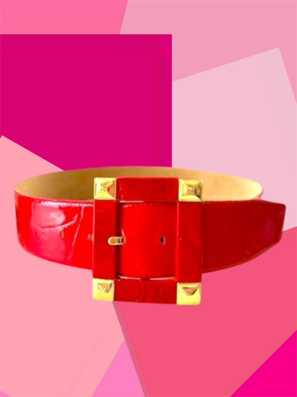 VTG Liz Claiborne Red Croc Patent Leather Wide Belt Size M